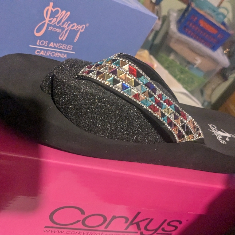 Rainbow flip flops